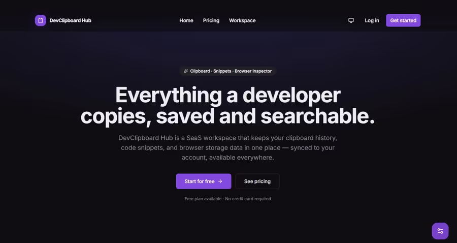 Devclip Hub interface